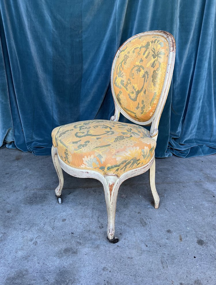 Pair of French Louis XV Style Side Chairs in Yellow Fabric (SN0512-08B) —  145 Antiques