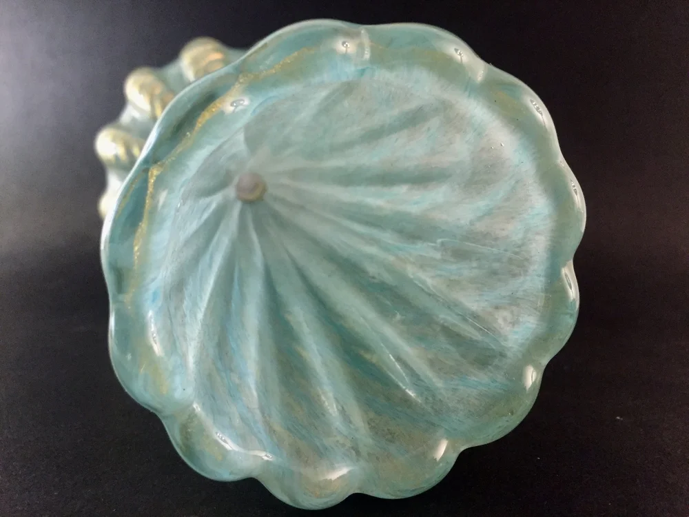 Barovier Ribbed Blue & Gold Murano Glass Vase — 145 Antiques