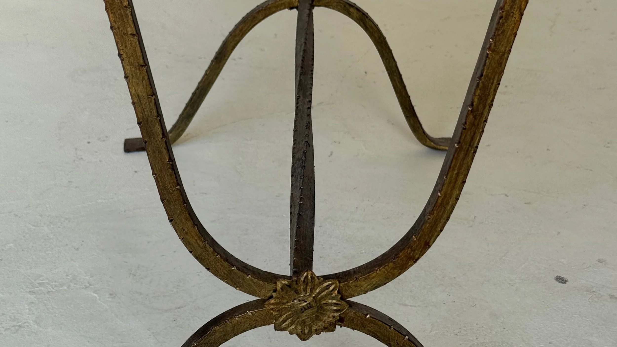 Spanish Gilt Iron Bench with Hammered Frame  (SGB0225-12)