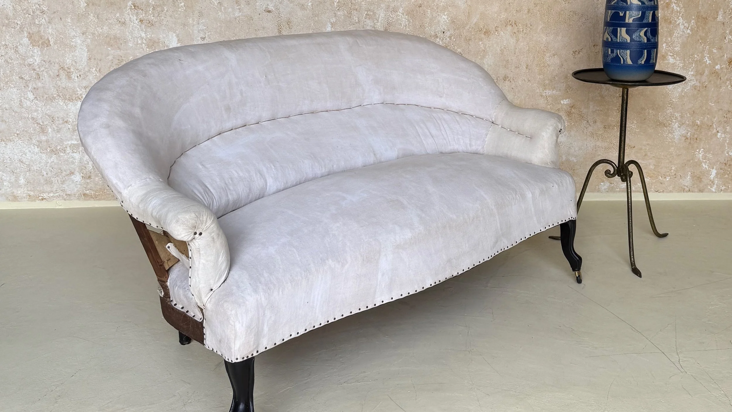 Small Scale French 19th C Napoleon III Settee in Muslin  (SFA0225-02)