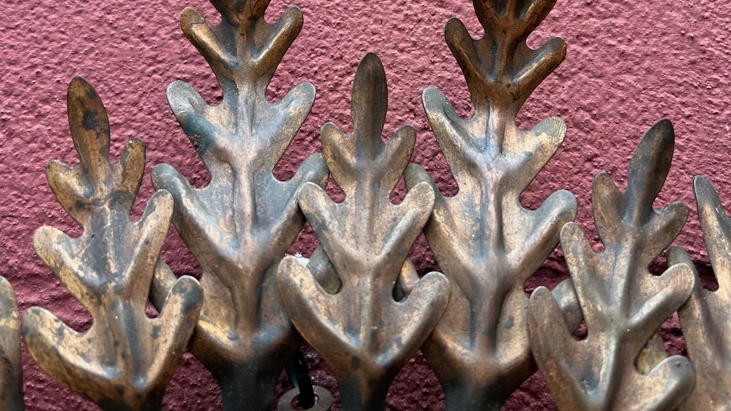 Spanish 1950's Round Gilt Metal Sunburst Mirror  (DS1223-01)