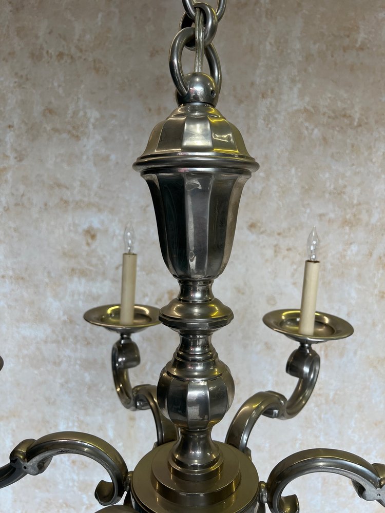French 1940's Nickel Plated Bronze Chandelier (LC0307-18) — 145
