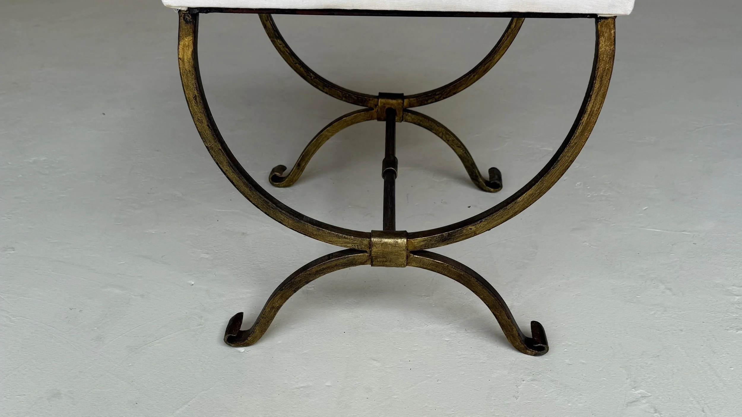 Pair of Small Spanish Gilt Iron Benches in Muslin  (SGB0225-05P)