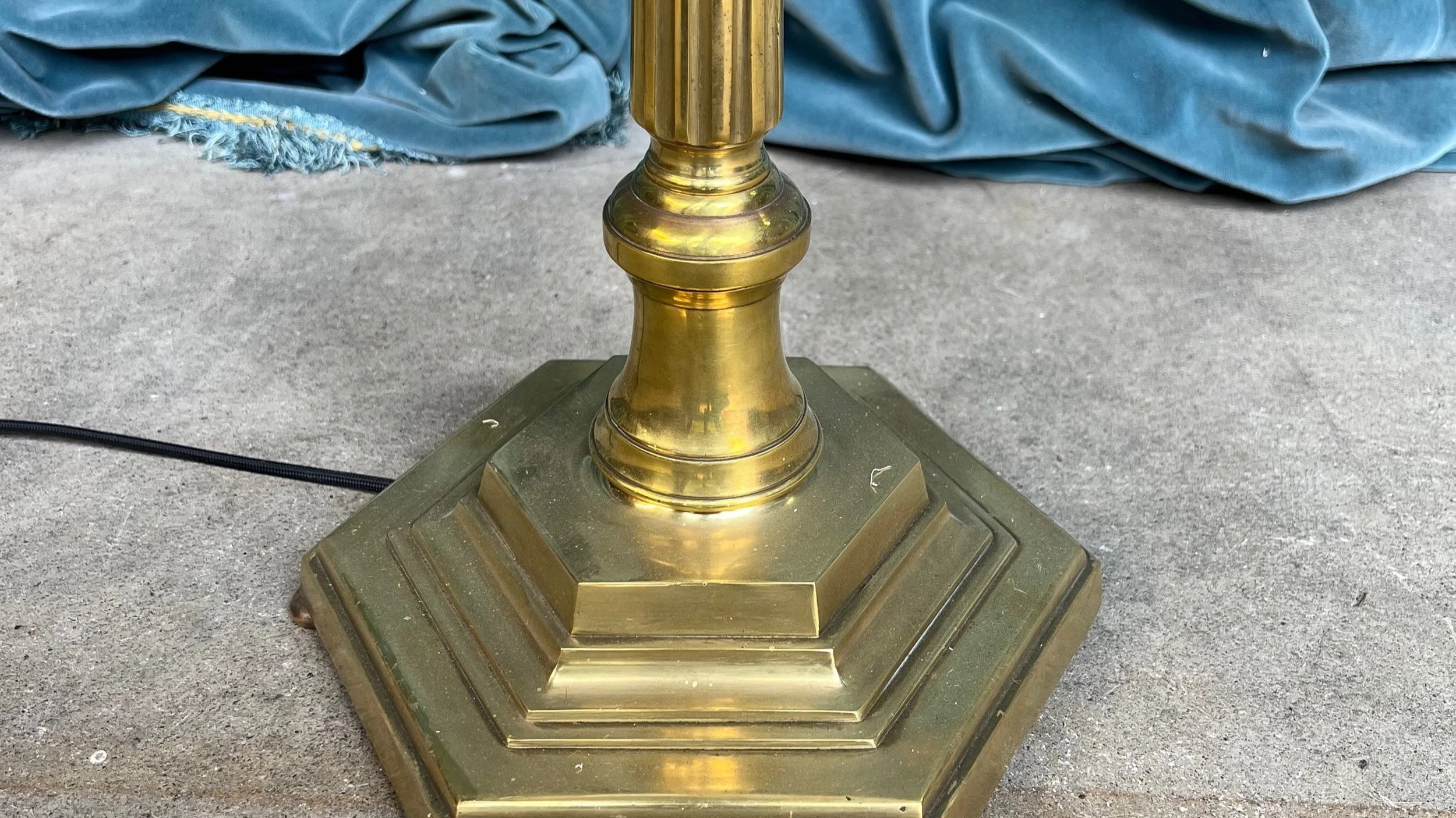 French 1940's Polished Brass & Bronze Neoclassical Style Floor Lamp  (LF0303-22)