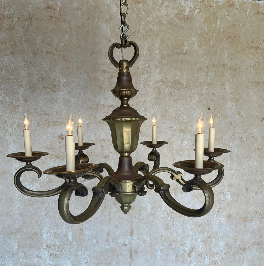 【廃盤】Novelbright/Chandelier French 1940's Bronze Six Armed Neoclassical Style Chandelier