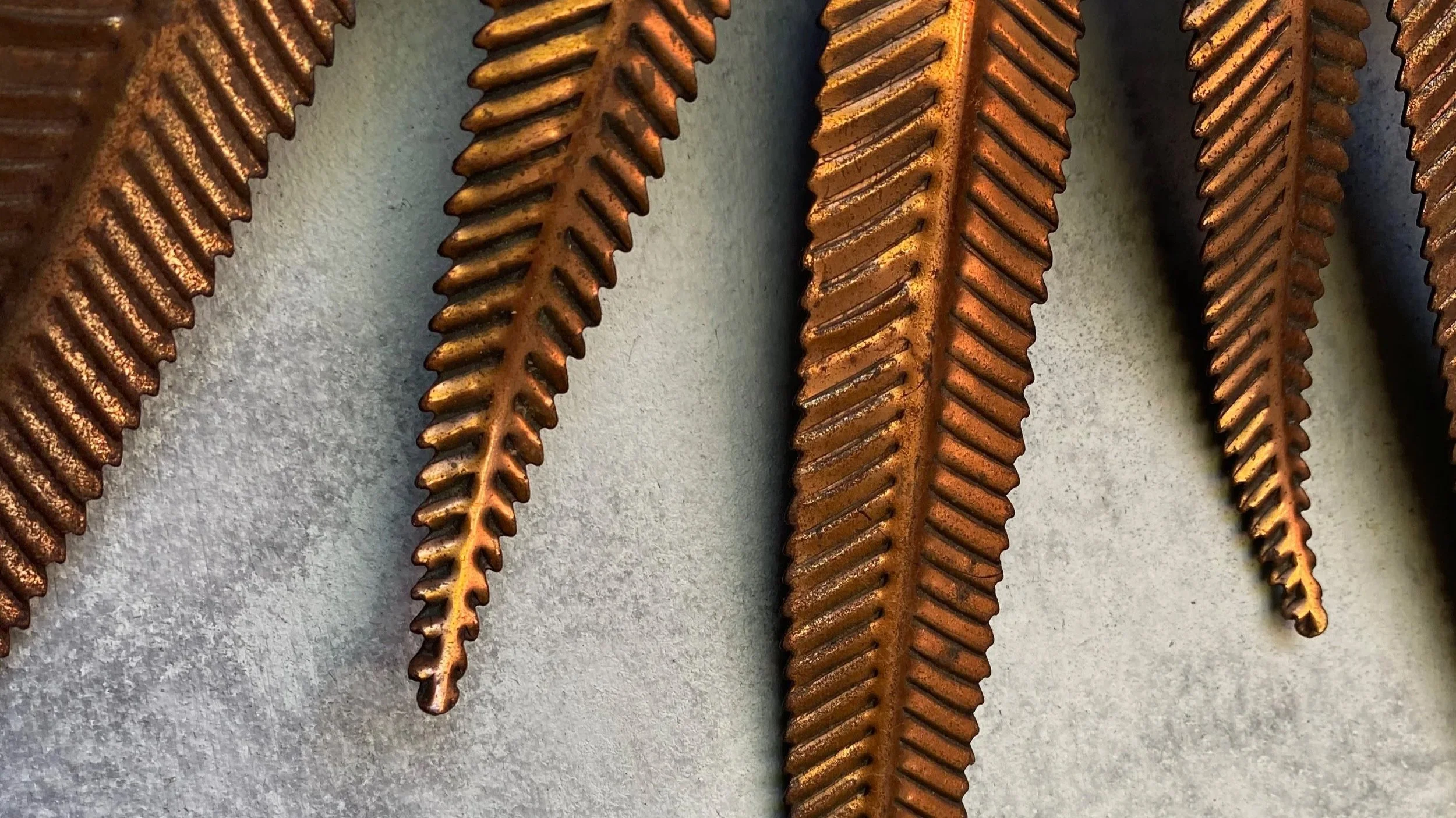 Spanish Copper Plated Metal Sunburst Mirror with Fern Leaf Frame  (DS0105-07)