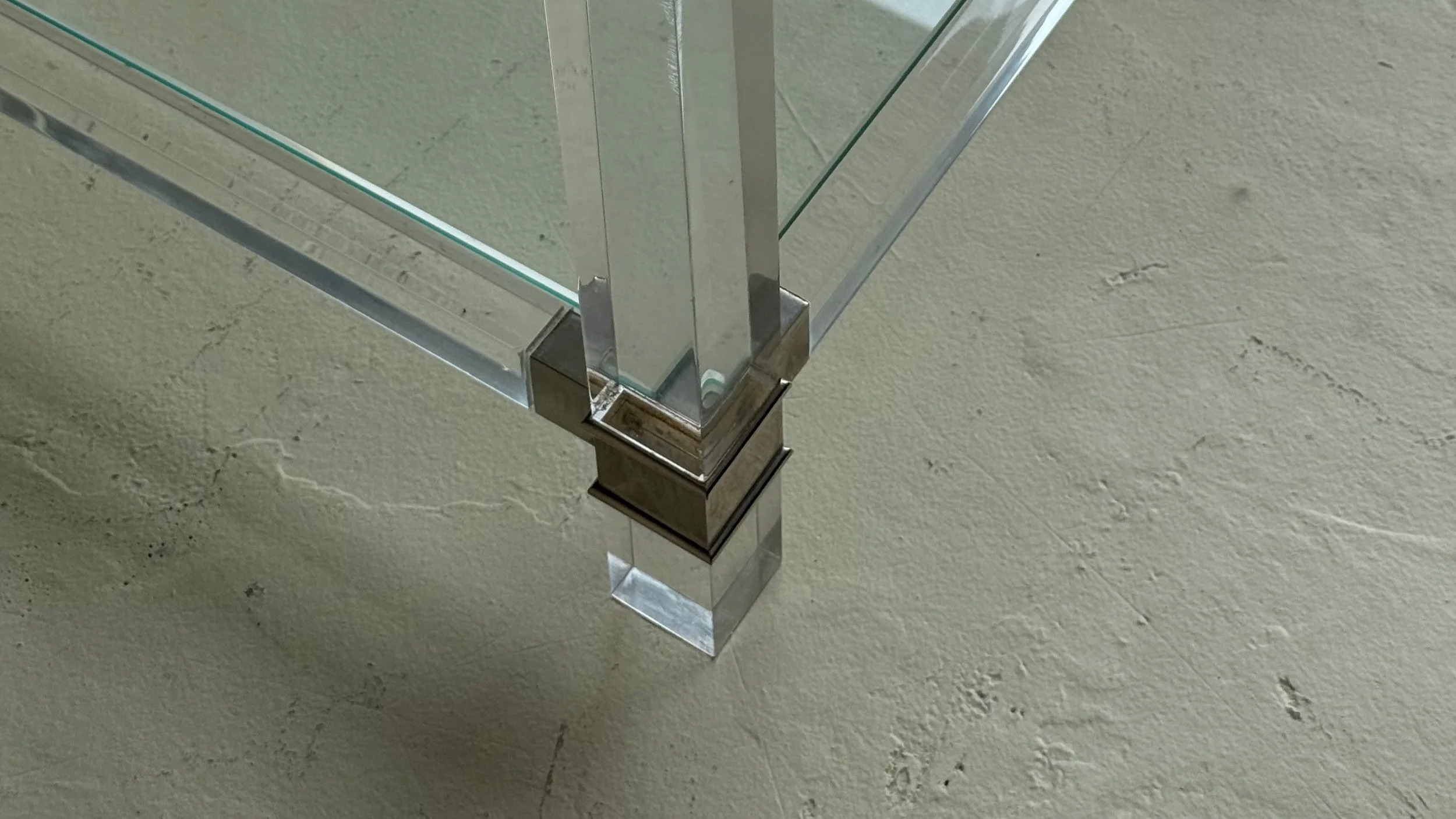 Pair of French 1970's  Chrome and Lucite End Tables  (ET0517-02)