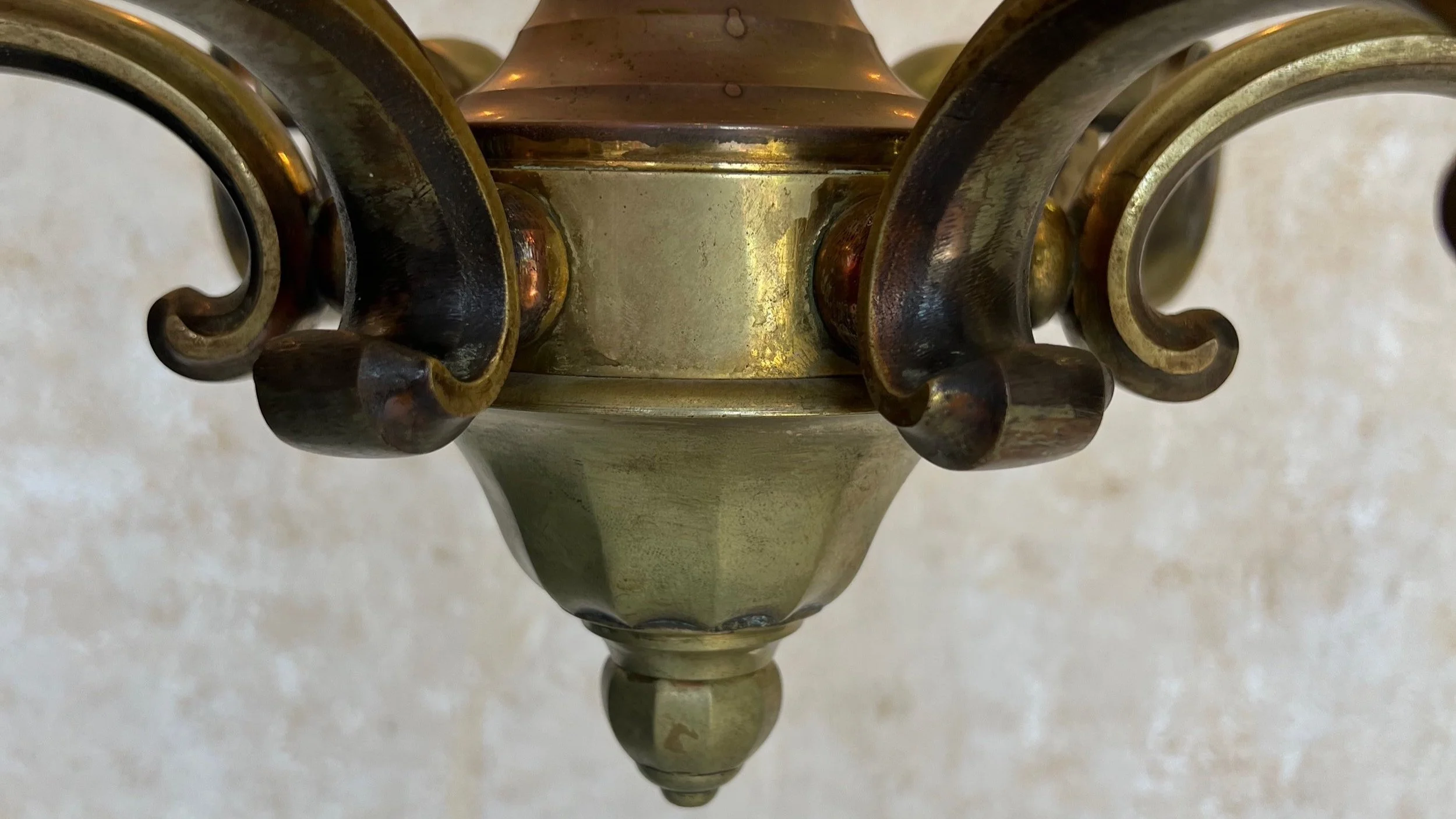 French 1940's Bronze Six Armed Neoclassical Style Chandelier  (LC0408-05)