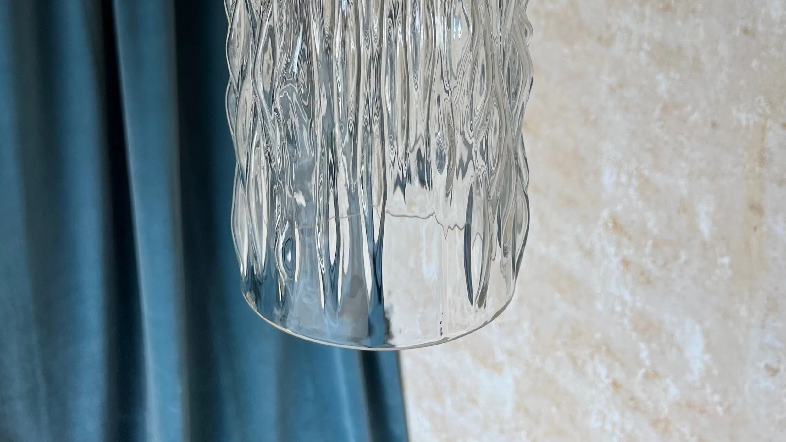 French 1960's Glass and Brass Pendant  (LC0217-01)