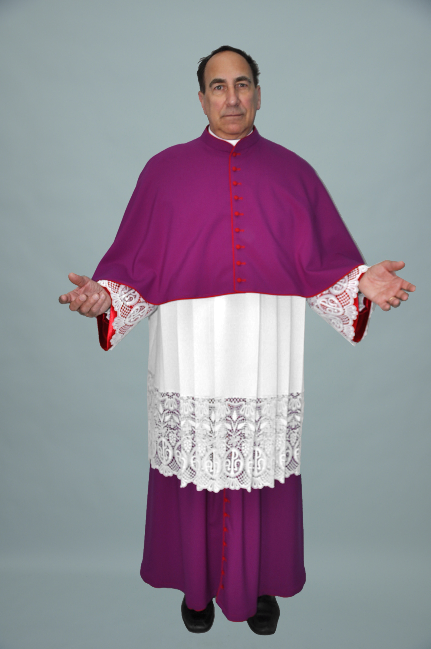 Cassock Fuchsia W Red Trim Mozetta & Rochet (f) 2.jpg