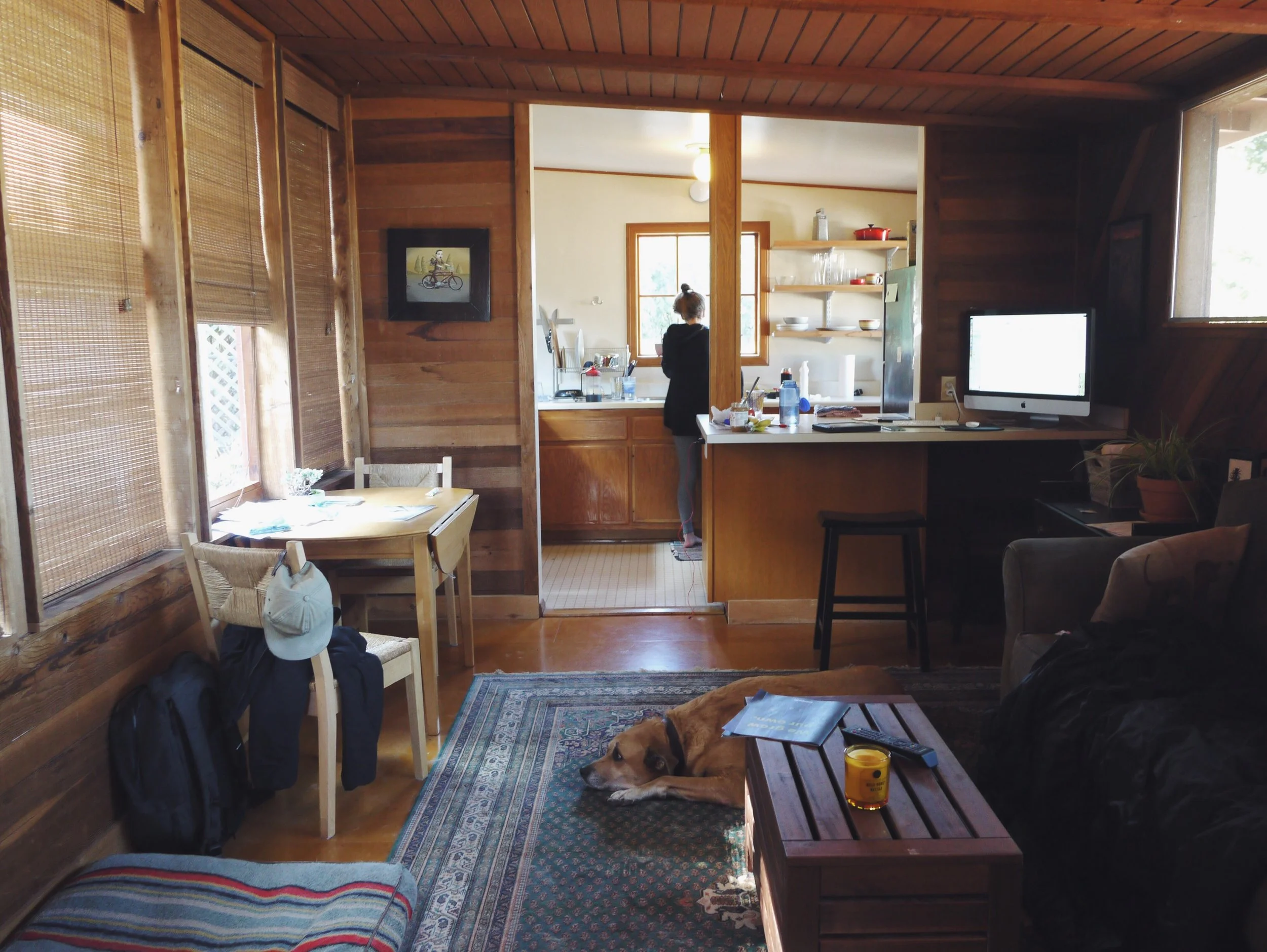 Thrilled to have use of a full-sized kitchen after weeks of one-pot campstove meals. Janet is less enthusiastic. Thank you Wallis for the top-notch hospitality!