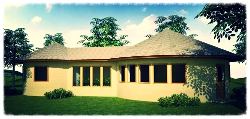 Concept rendering of an earthbag constructed home.