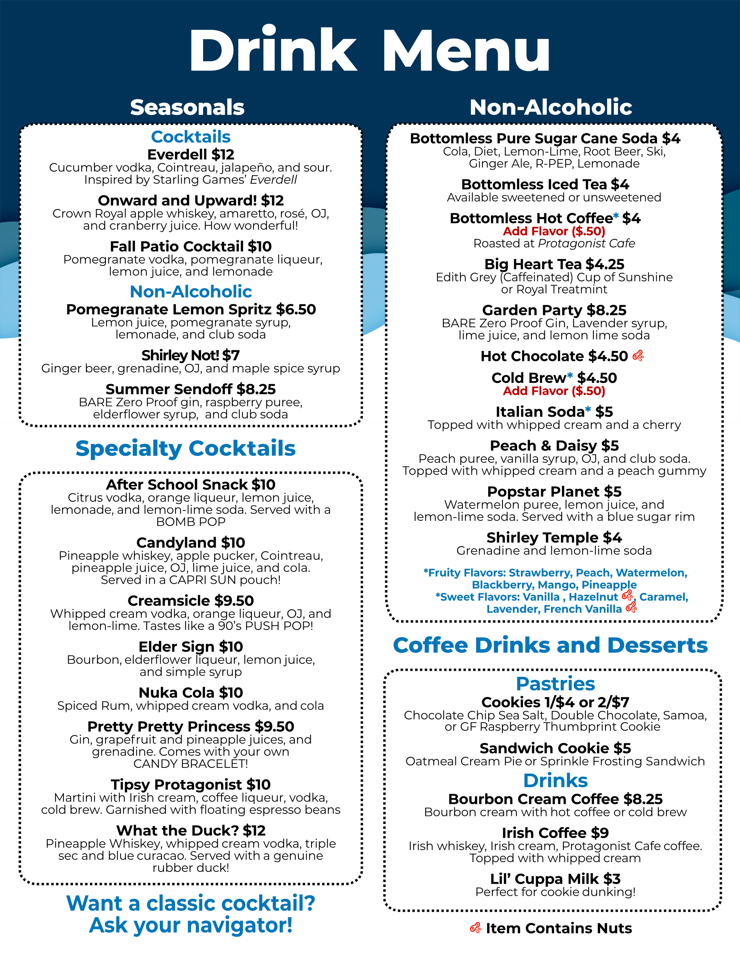 Hot and Cold Drinks Menu