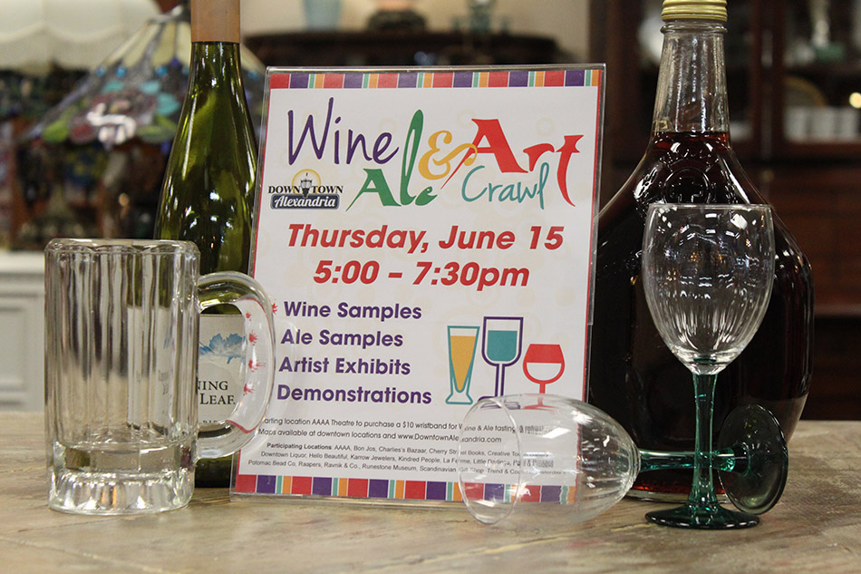 Wine, Ale and Art Crawl is Thursday, June 15 from 5:00-7:30 pm.