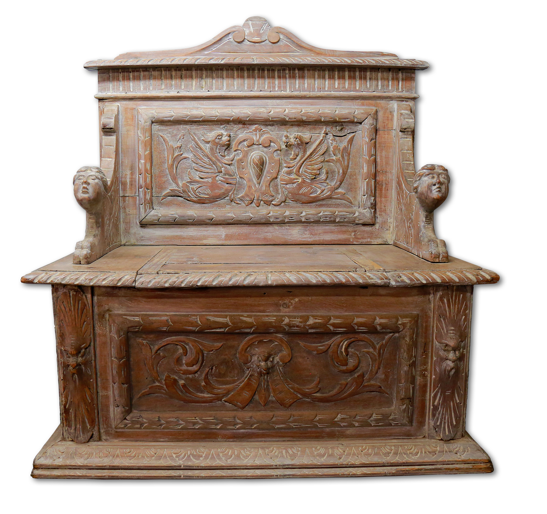 Detailed carving on sideboard