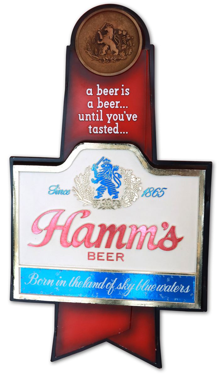 Hamm's Beer Bear On A Log Costume Bar Sign Wall Clock – Refreshing Beaver Decor