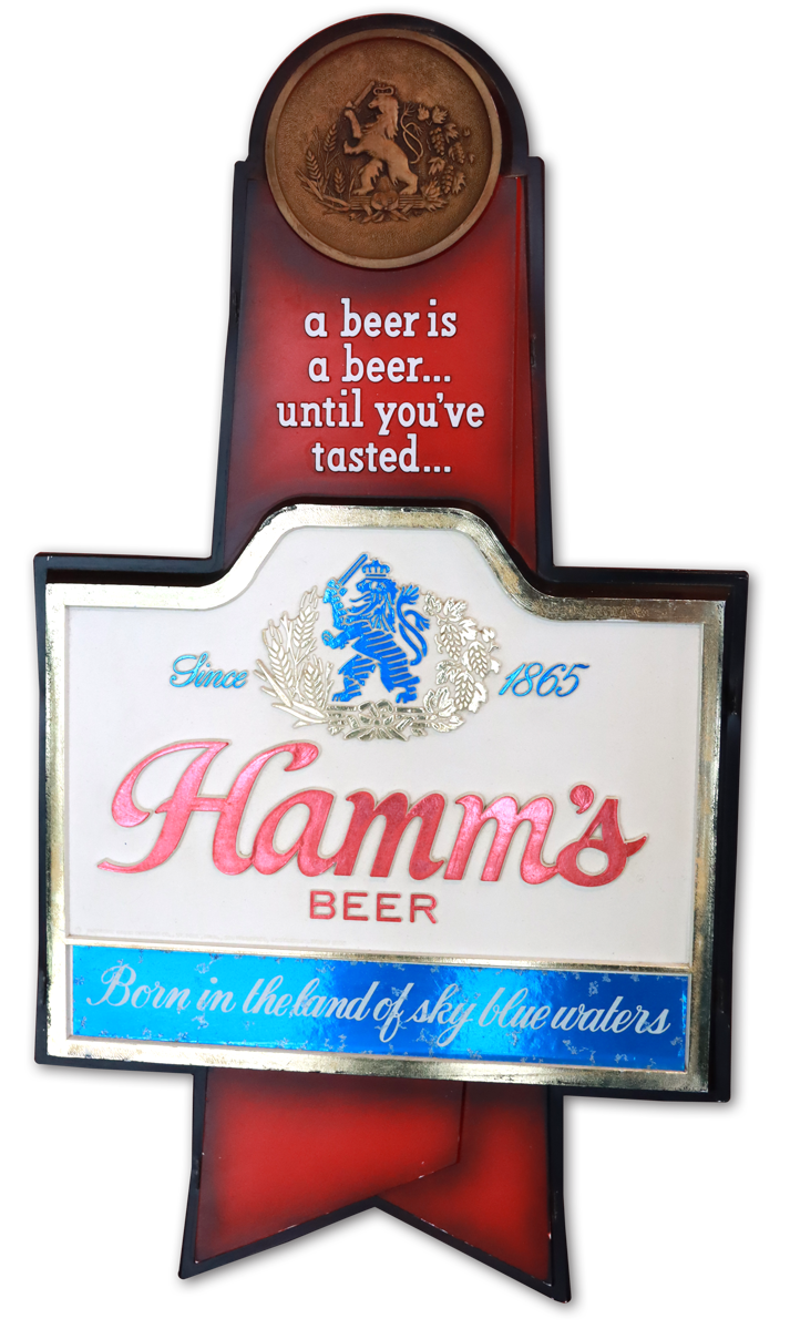 Hamm's Beer Bear On A Log Costume Bar Sign Wall Clock – Refreshing Beaver Decor
