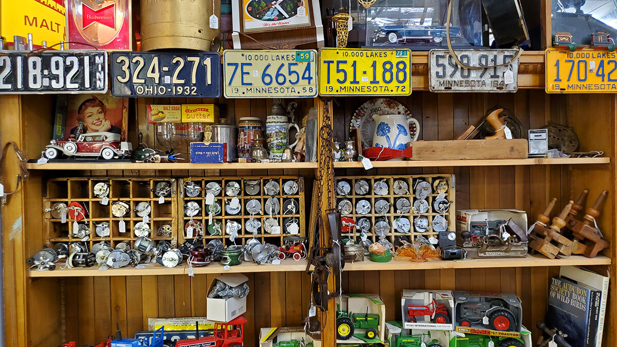  Some of the many vintage and collectors items in Denny and Peg’s inventory. 