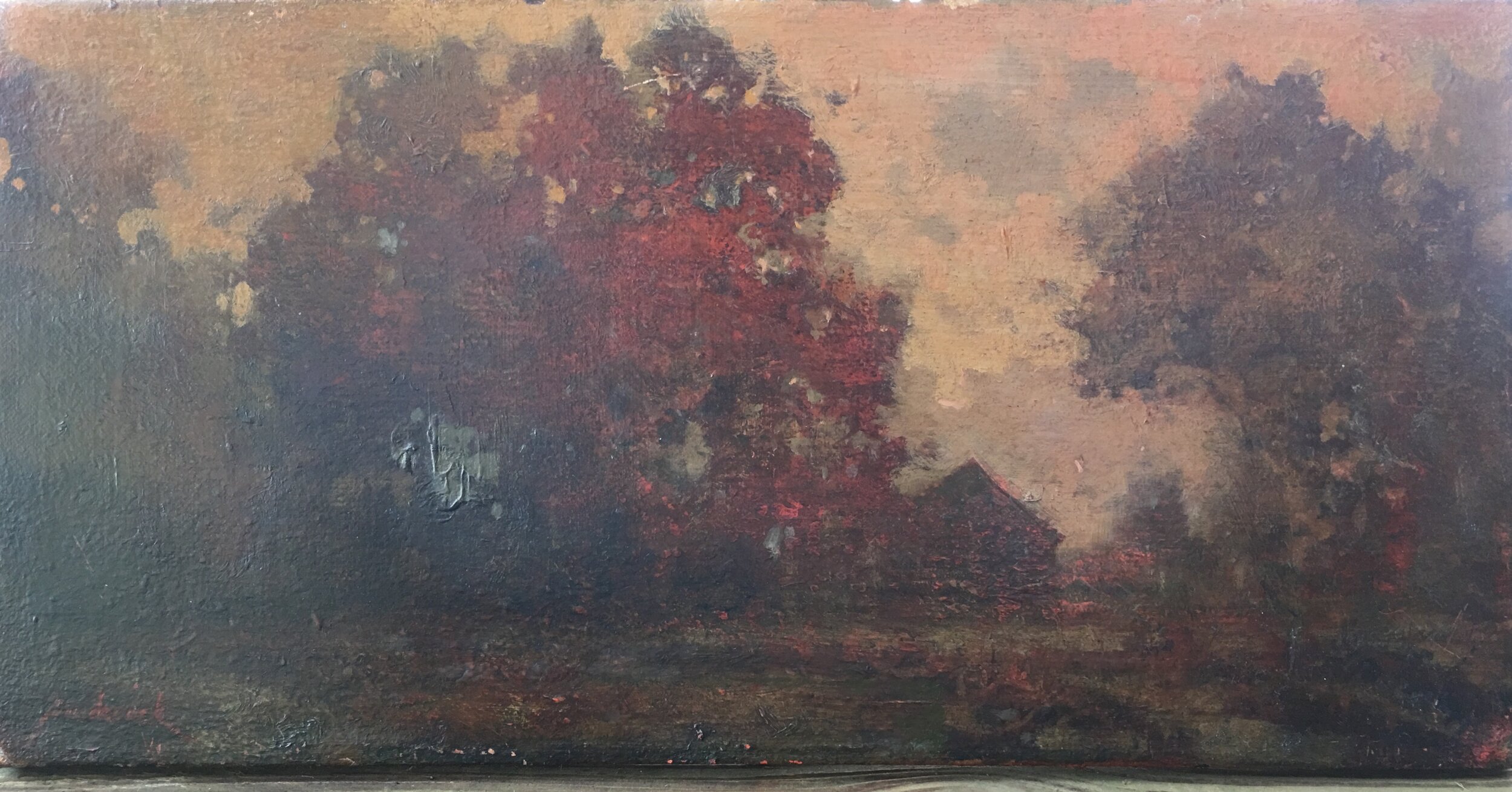 Autumn at Stansbury Farm Oil on linen 9 x 18 inches Private Collection