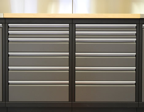 WORKBENCH BASE CABINETS - What will you be storing? Our drawer cabinets are perfect for storing tools and with our drawer liners everything is sure to stay in it's place. Our workbench cabinet selection ranges from one drawer all the way up to nine drawers. Available in 18-, 24-, 30- and 36-inch widths.