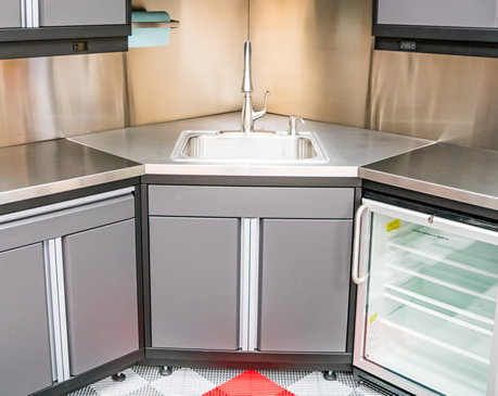 SINK CABINET- What workspace would be complete without a place to clean up? 