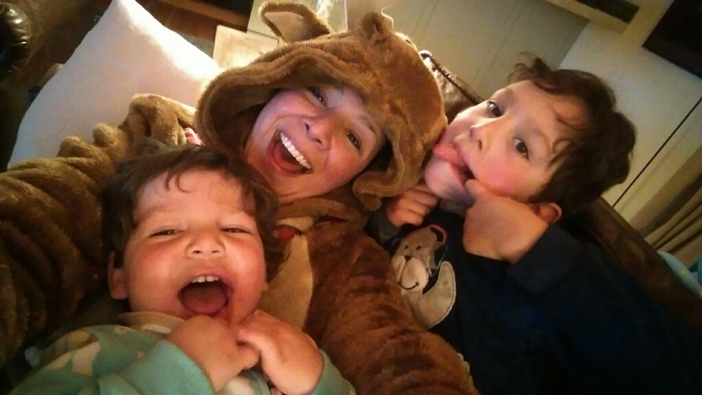 Darla spending quality time with her boys 