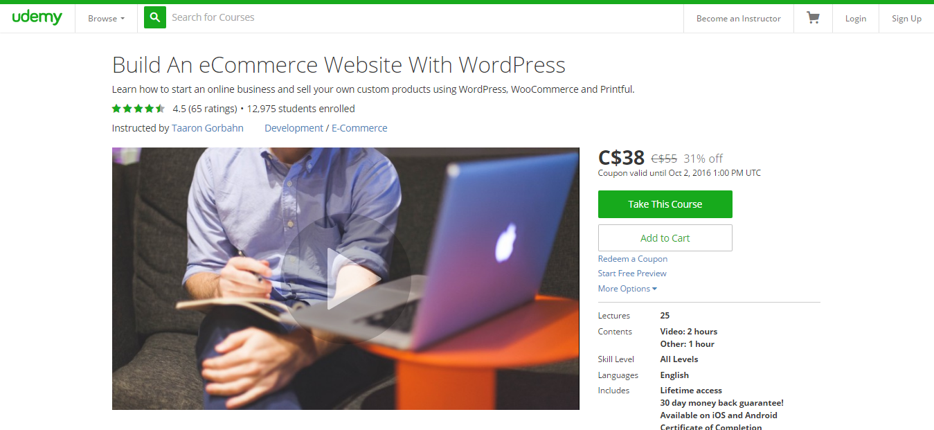 My online course landing page on Udemy.