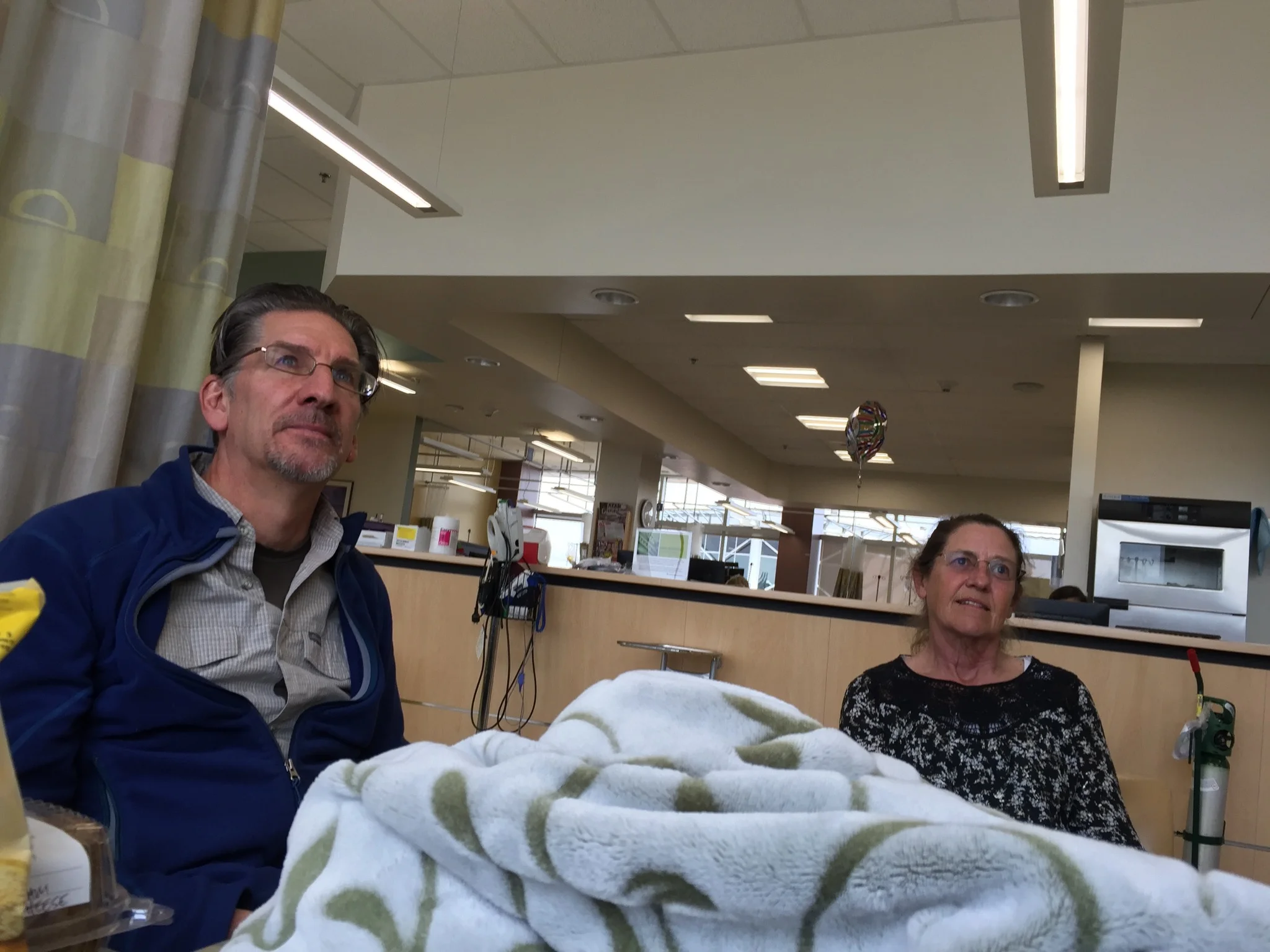 Scott and Cindi keeping an eye on the chemo drip