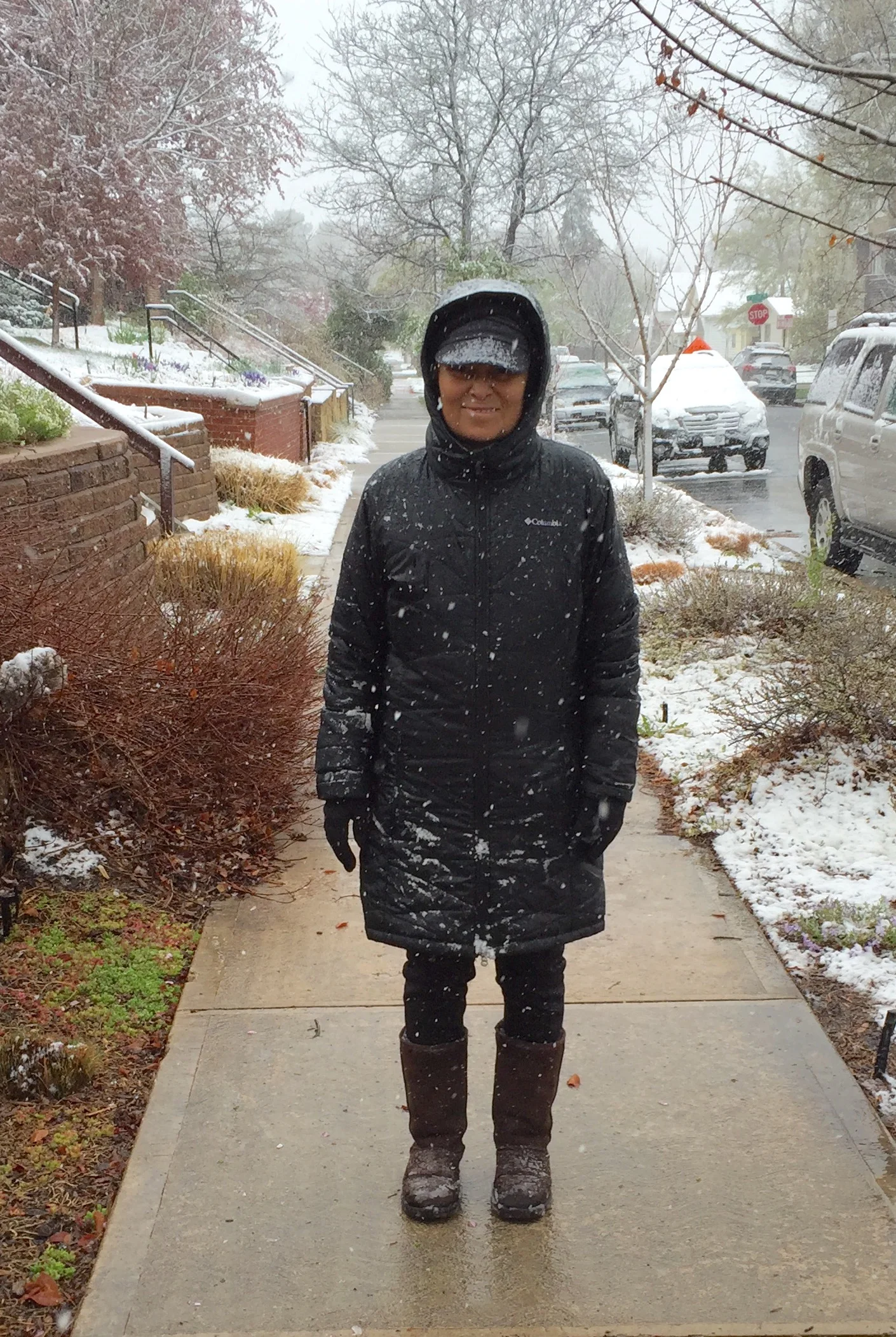 Susanna on her morning walk, April 16, 2016