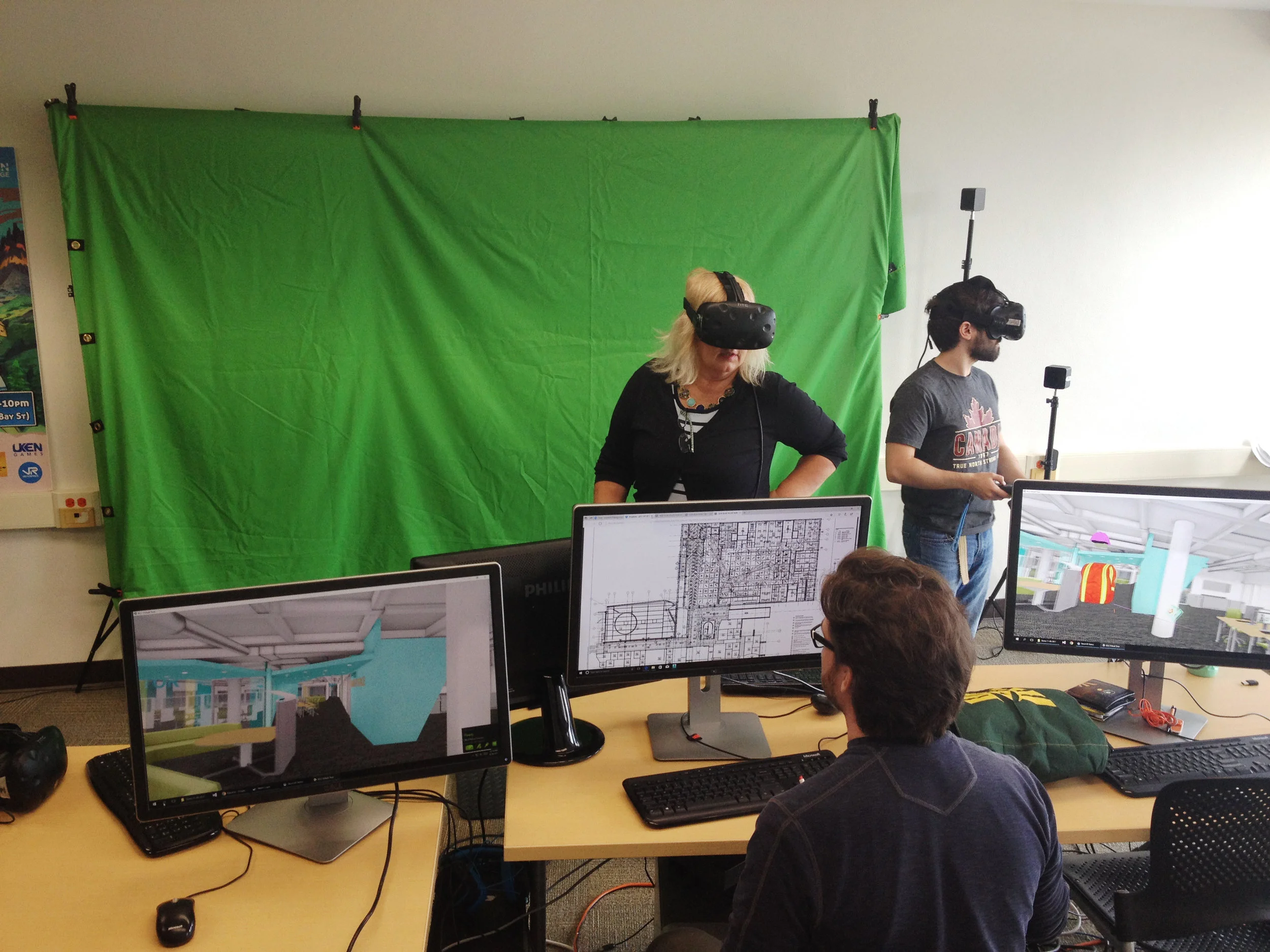 Zofia Jurewicz president of the architecture firm, left, analysing the project in VR with my collegue Ali Monette, right, as I go through architectural plans in order to ask questions and take notes.