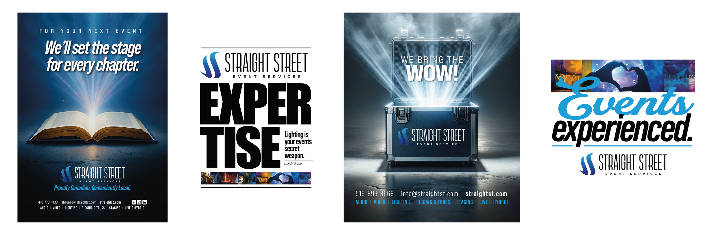 Marketing campaign and brand strategy design for Straight Street Event Services created by Creativesphere graphic design studio