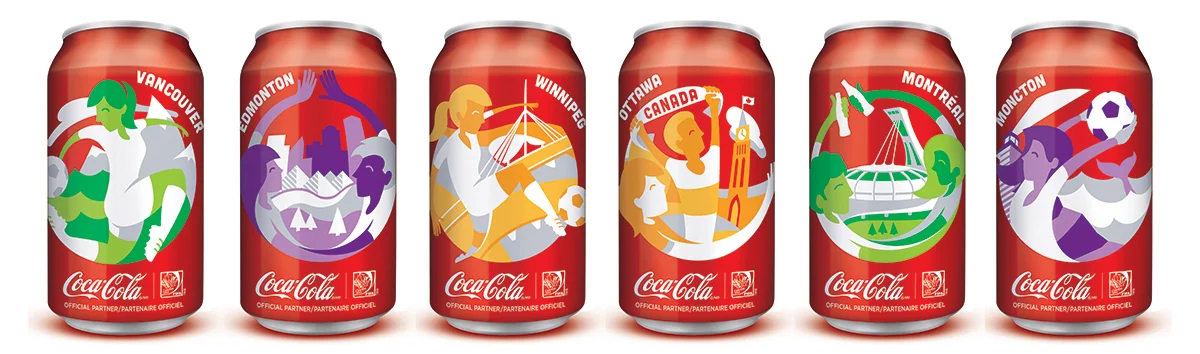 Creative direction and package design for a FIFA Coca-Cola campaign by Creativesphere graphic design studio