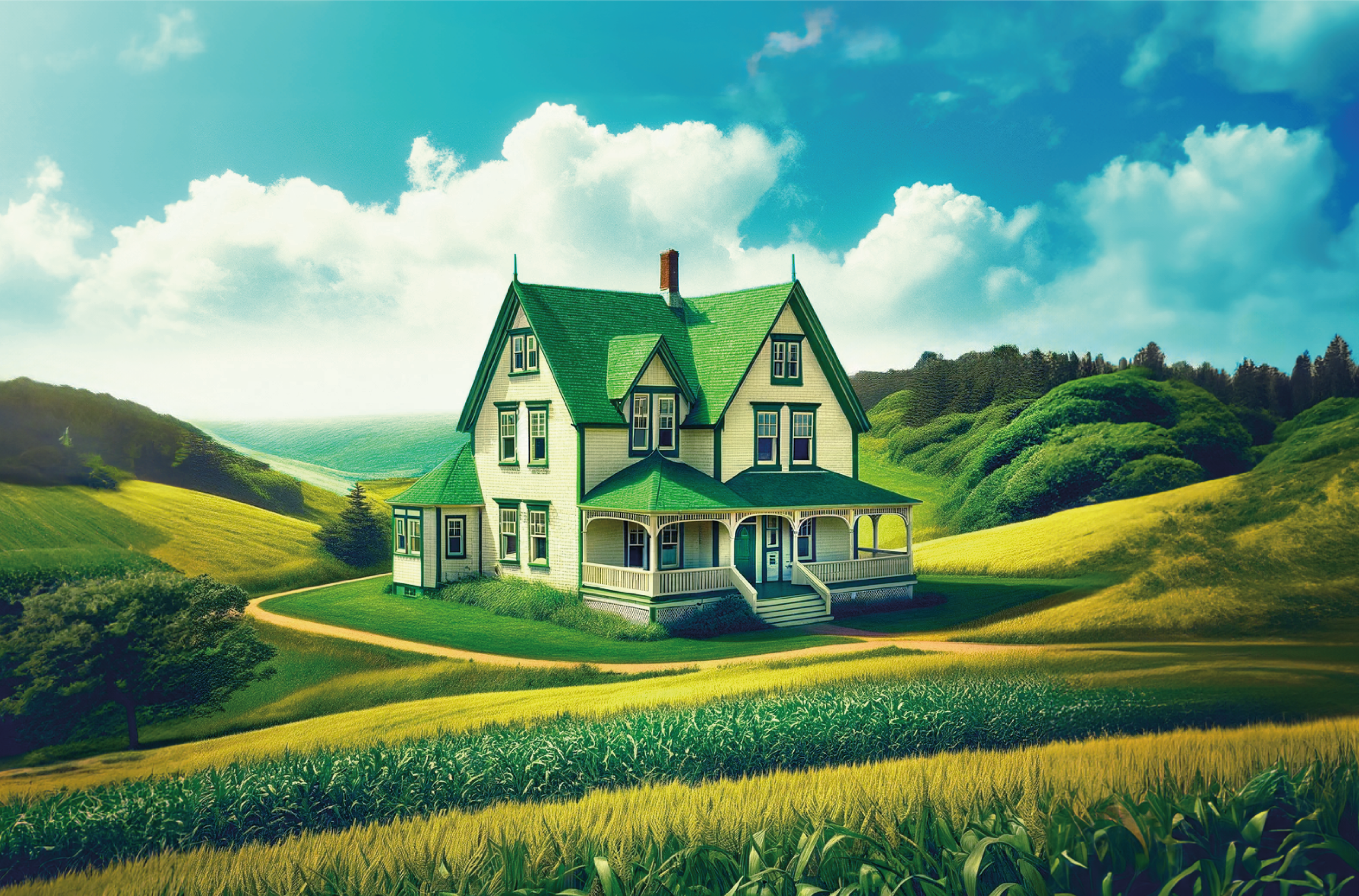 Original logo design for Anne of Green Gables The Musical created by Creativesphere, featuring elegant white typography on a green background used for theatre production branding.