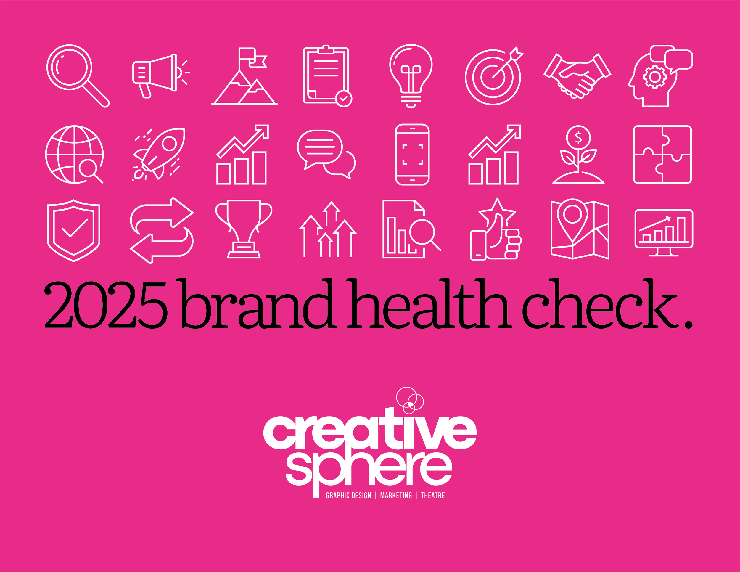 Brand health check and brand audit process evaluating logo design, branding systems, marketing materials, and graphic design strategy.