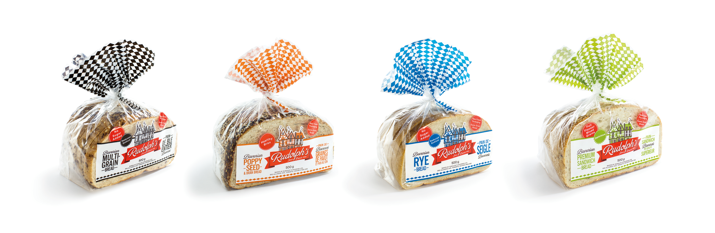 Original branding and bread packaging design for Rudolph’s Bakery created by Creativesphere graphic design studio