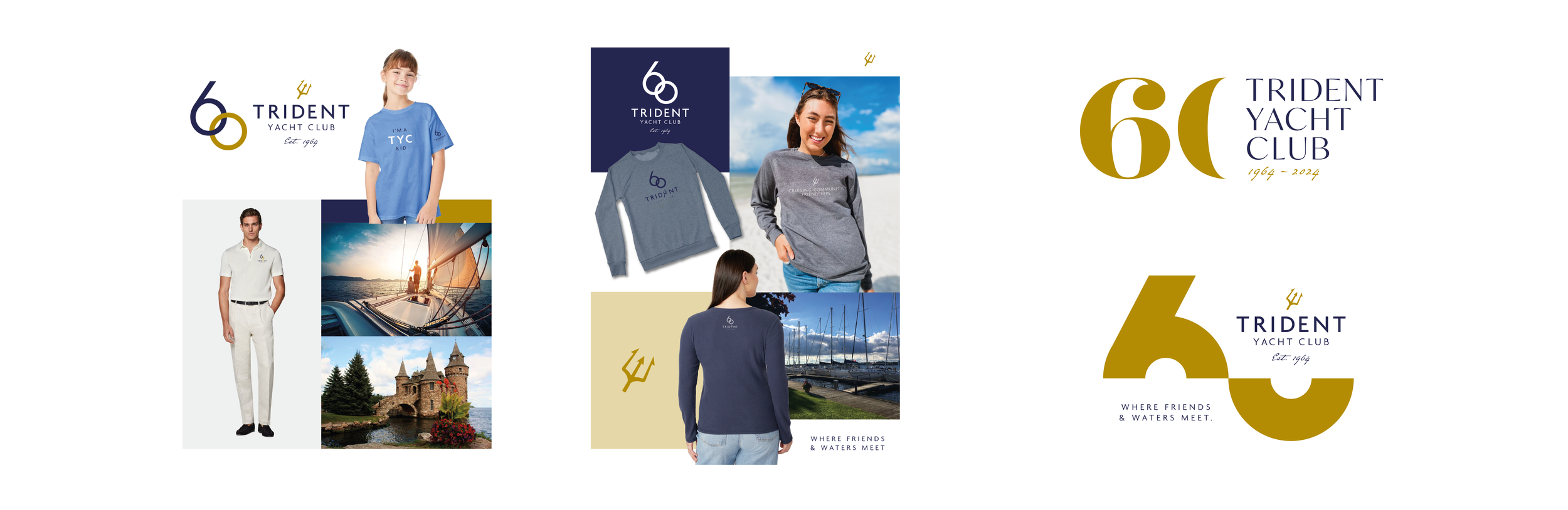 Original logo and branded apparel design for Trident Yacht Club created by Creativesphere graphic design studio