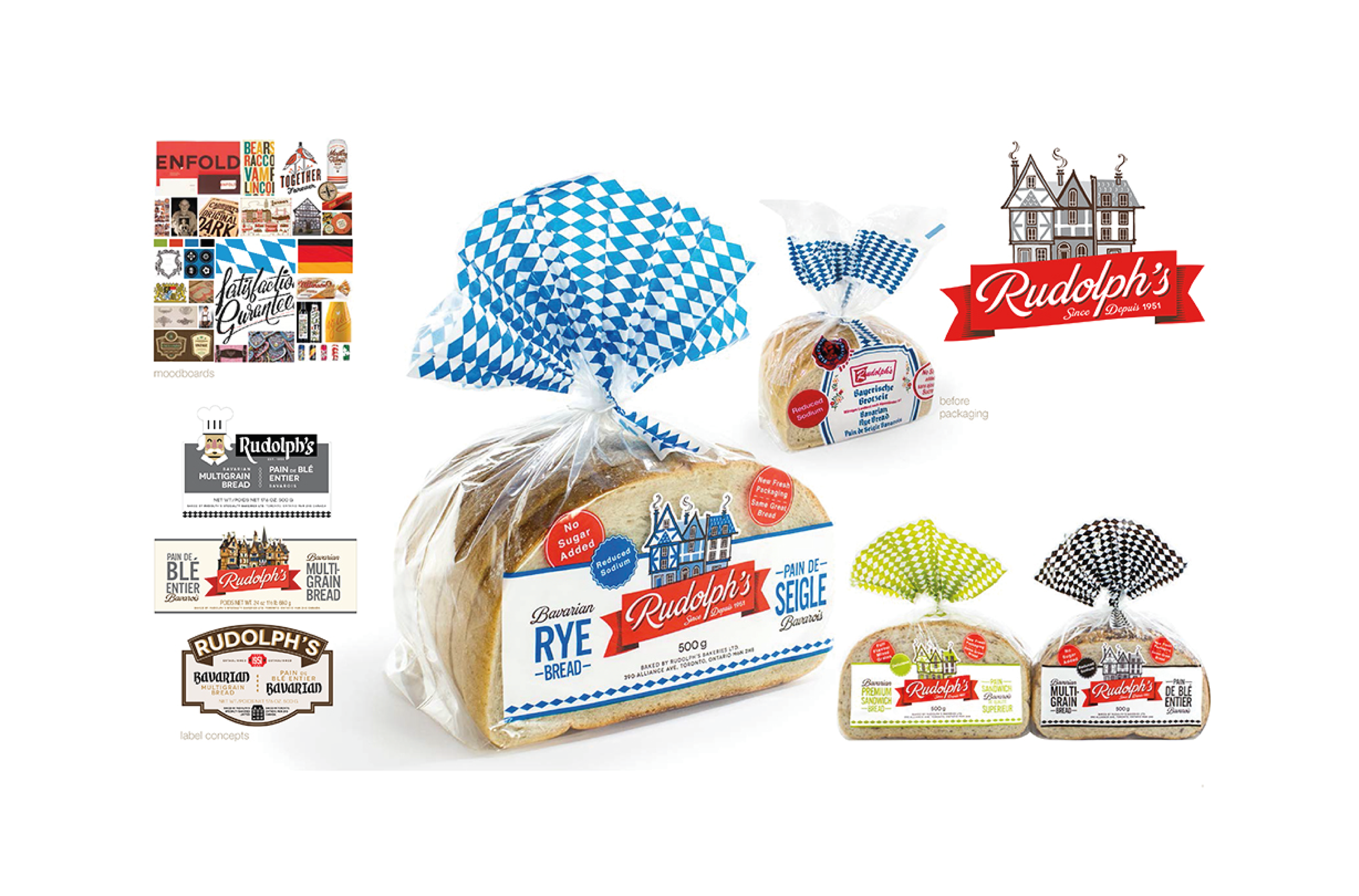Original branding and bread packaging design for Rudolph’s Bakery created by Creativesphere graphic design studio