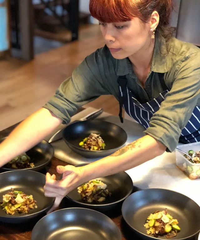 Another successful dinner done, steamed pork and prawns dumplings with pickled black and white fungus, crispy skinned barramundi with brown rice and pearl barley and sautéed vegetables with sweet soy, ginger and sesame. Almond tofu in a kaffir lime and cardamom pod broth! @pacifiquebyron #personalchef #catering #byronbay