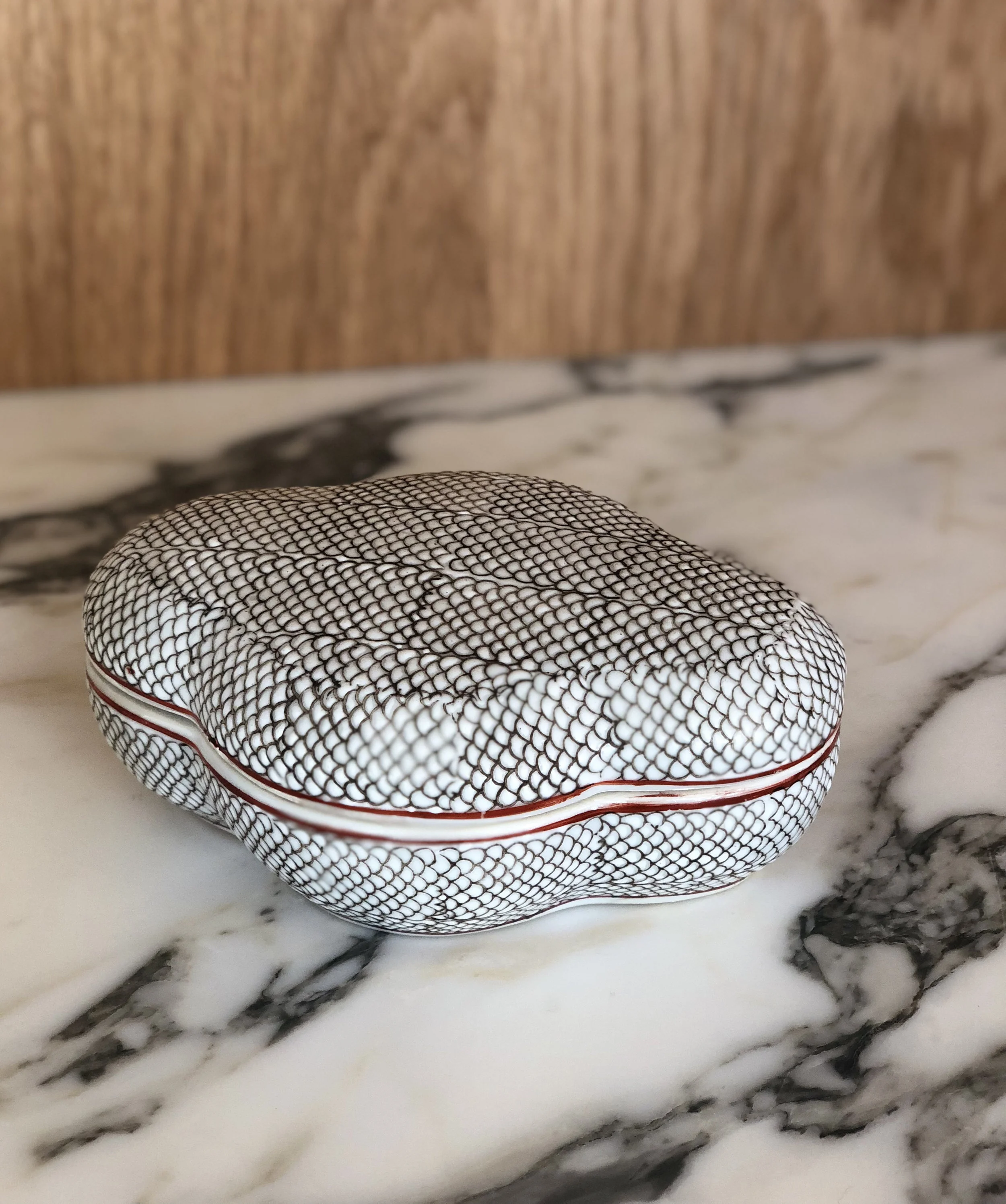 Petite Vintage White & Grey Porcelain Box