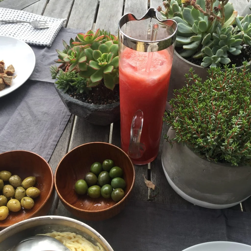 Another easy summer recipe is Aqua Fresca. I blend watermelon and strawberries and pour through a strainer before adding fresh lime juice & tons of water. Easy and a family pleaser! Add a splash of tequila if you are throwing a party.