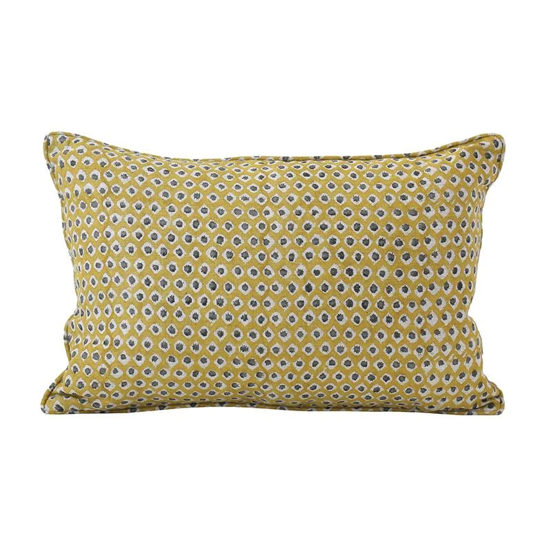 Patola Saffron Linen Throw Pillow