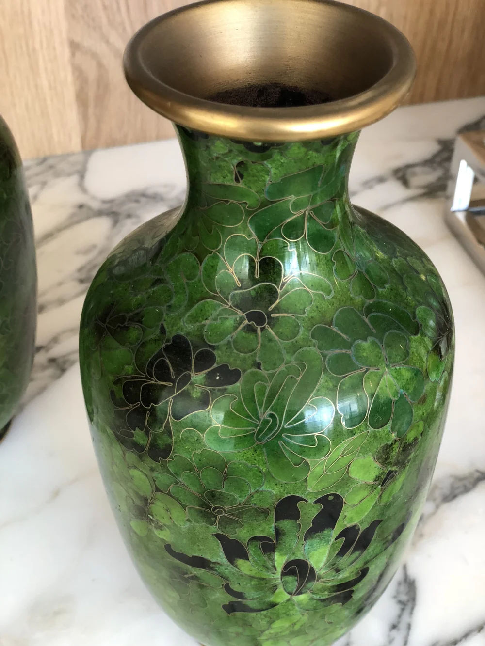 Emerald Green Cloisonne Floral Vase Barta Interiors