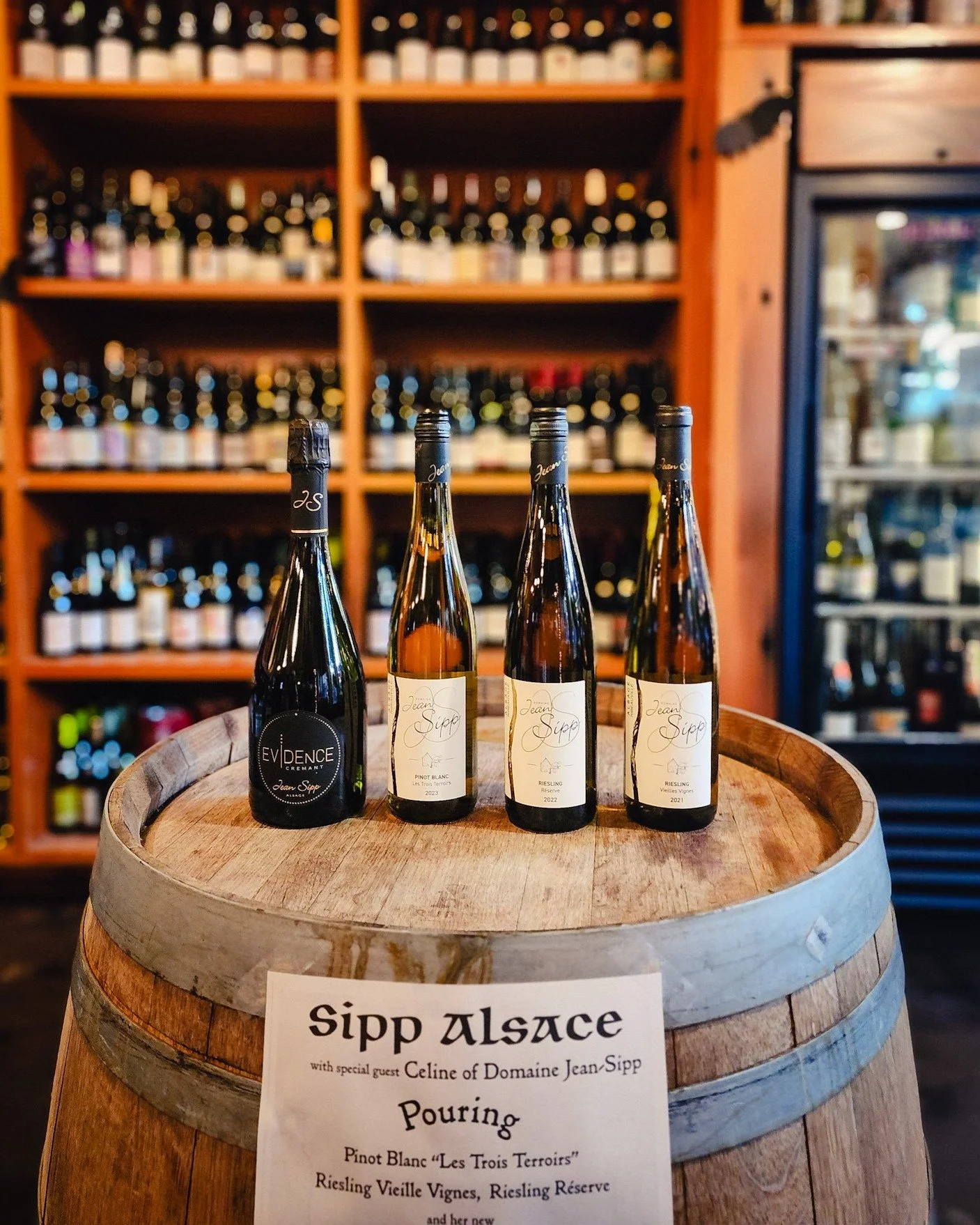 Join us tonight from 5:30–7:30pm for a special tasting with Céline of Domaine Jean-Sipp, all the way from France!
We’ll be pouring:
 β¨ Pinot Blanc “Les Trois Terroirs”
 β¨ Riesling Vieille Vignes & Riesling R&eacut