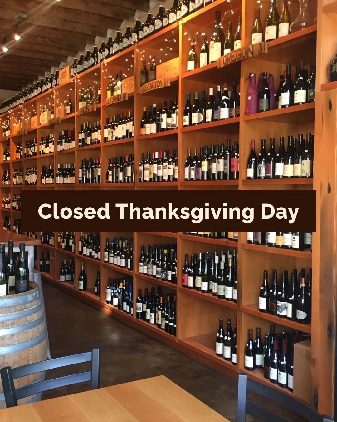 We are closed today for Thanksgiving.

We&rsquo;re taking the day to celebrate with our families (and a few good bottles), and we hope you&rsquo;re doing the same.

We&rsquo;re grateful for this community and for everyone who chooses to shop, sip, an