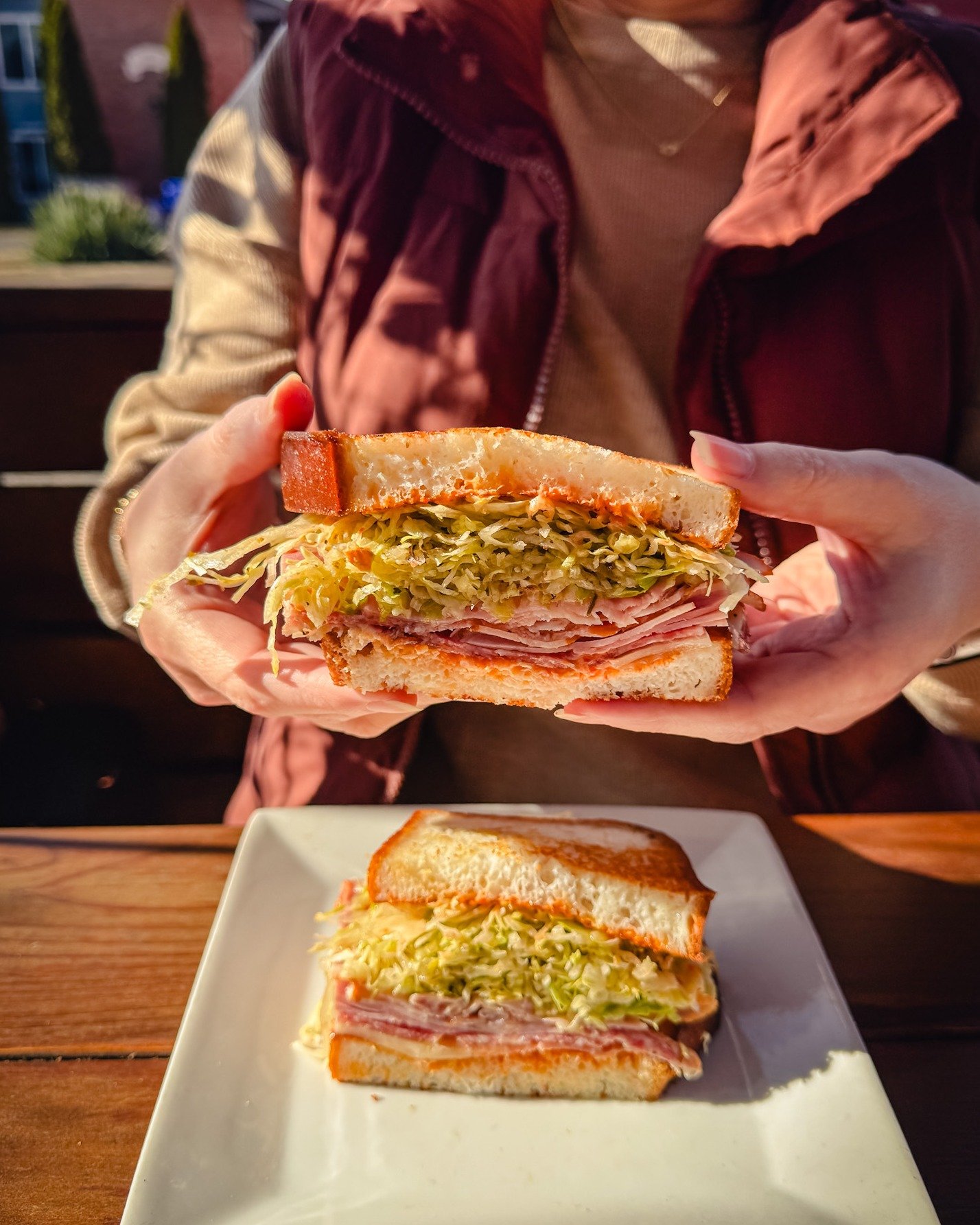 The Italian Cold Cut on gluten-free bread is looking real good in the sunshine.

Layers of smoked ham, coppa, Italian salami, provolone, veg, and house-made pepper spread &mdash; all stacked on our gluten-free loaf from @oatfieldbakery.

Same sandwic