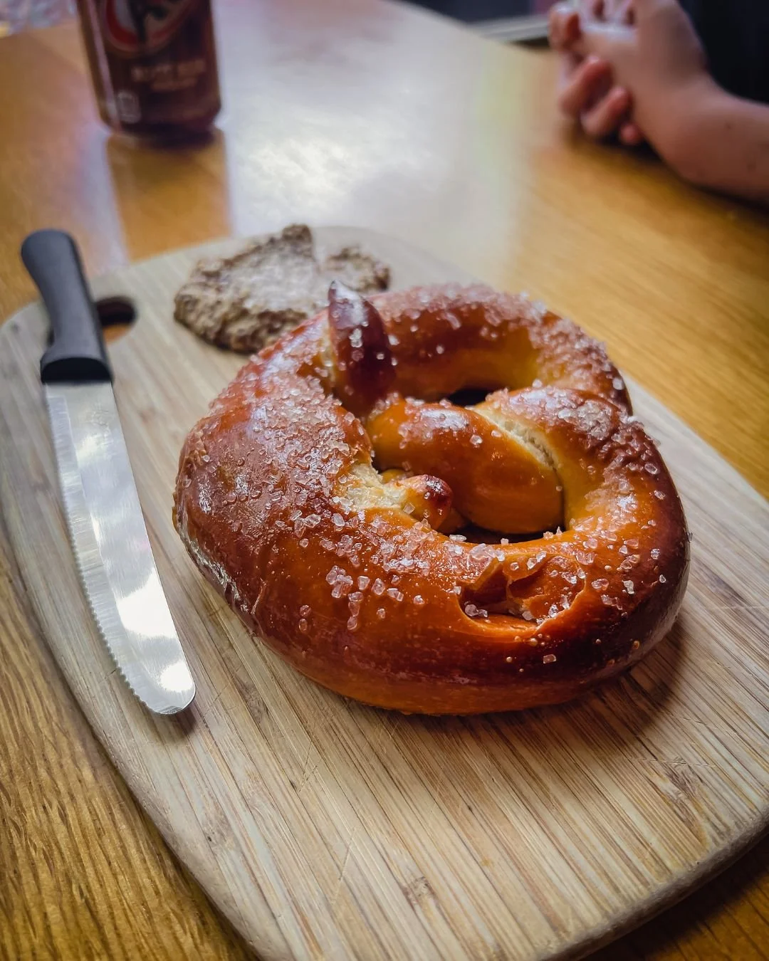 National Pretzel Day calls for a soft one 🥨

Warm pretzel, whole-grain mustard on the side.
No notes.