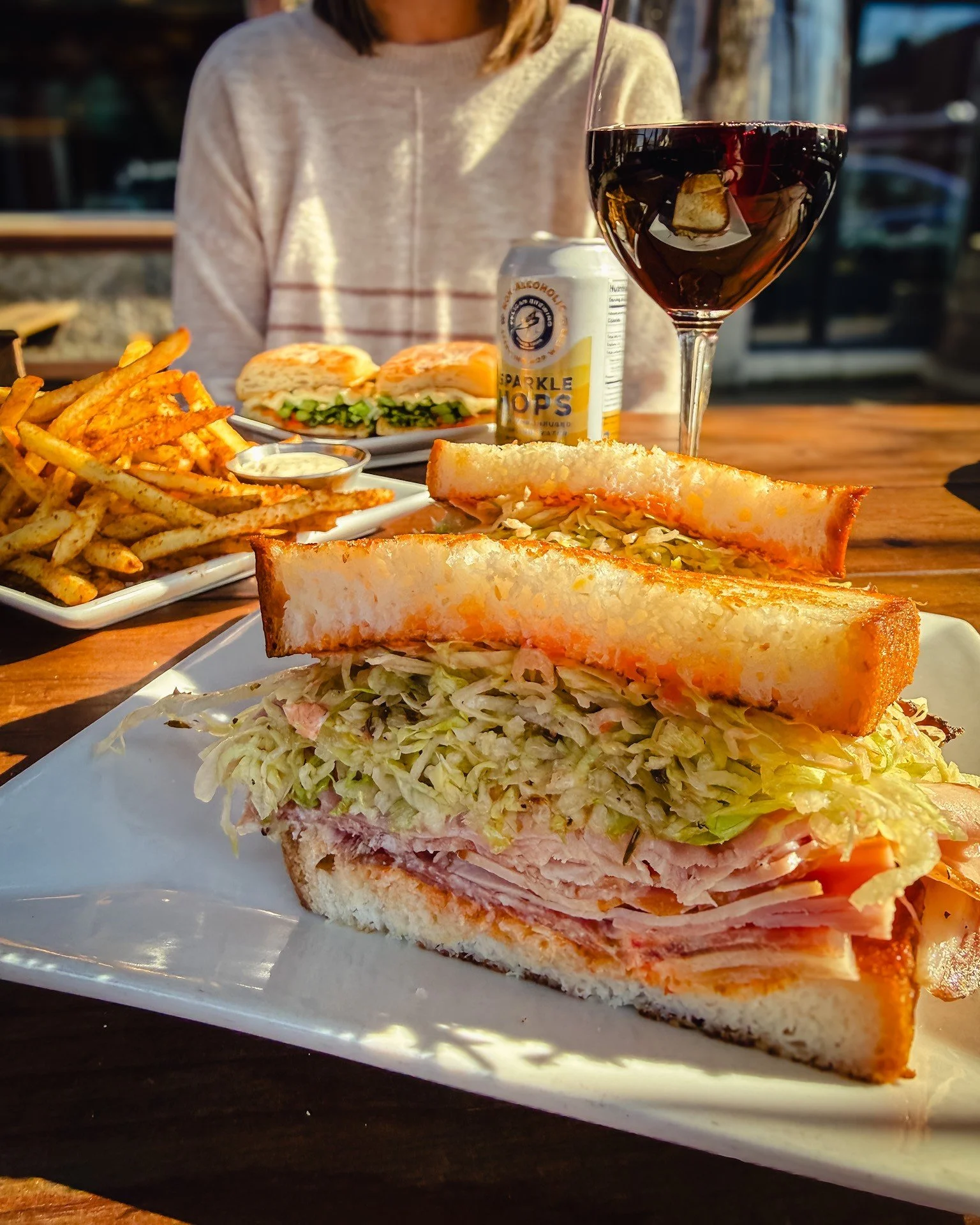 80s and sunny calls for this.

The patio&rsquo;s waiting. Italian cold cut on GF bread, or go full gluten on a soft roll. Add a glass of wine and a plate of Old Bay fries.

That&rsquo;s the move.
