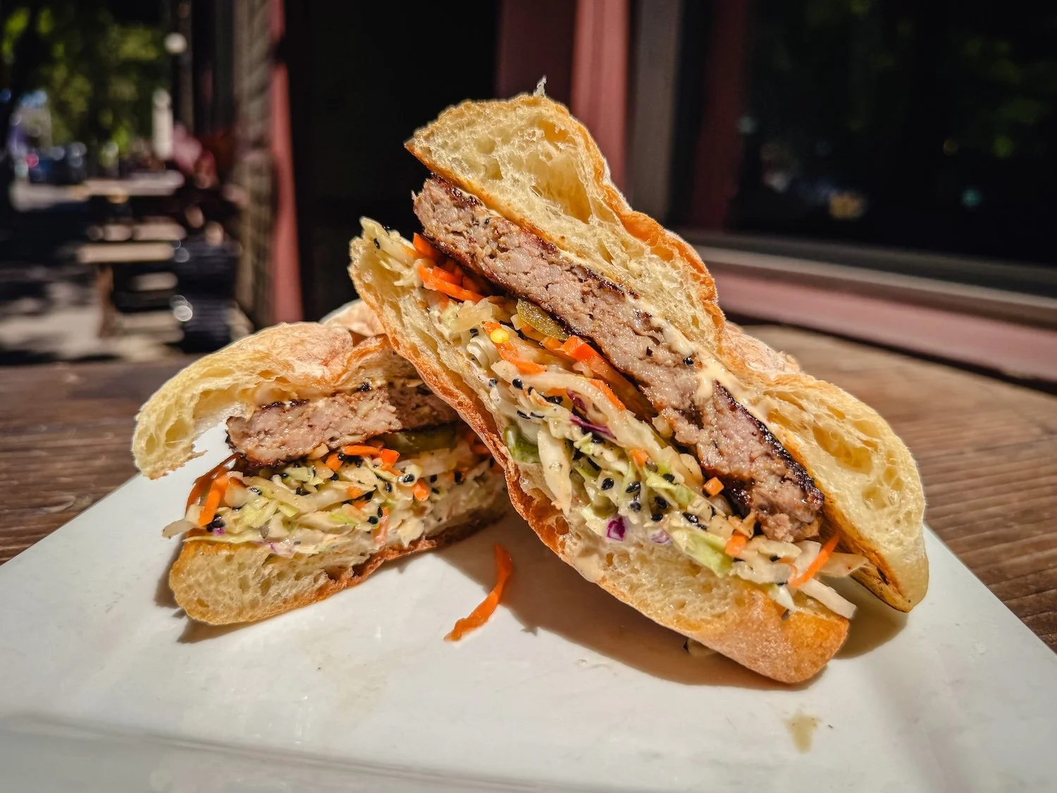New special just dropped. 
The Bottle Shop Banh Mi &mdash; Chinese five spice pork patty, Asian slaw, spicy pickled carrots, daikon and jalape&ntilde;o, garlic chili mayo on a ciabatta roll. 

It's got a lot going on and all of it is good. 

Pair it 
