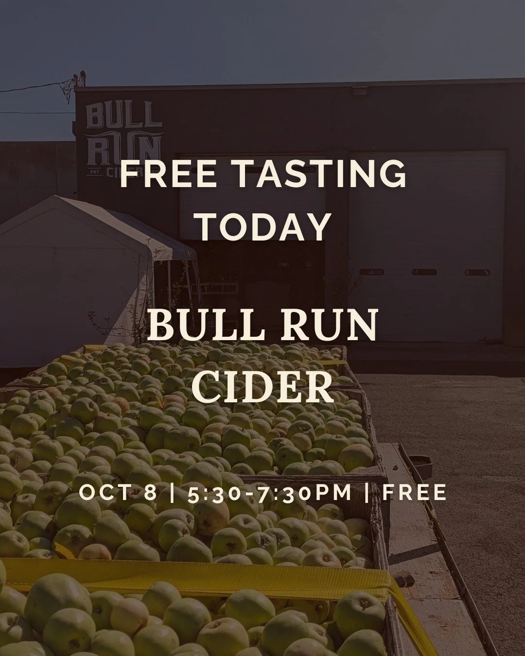Free cider tasting today 🍎

We're pouring @bullruncider from 5:30 to 7:30 PM. They're a small Forest Grove cidery that grows their own fruit, with an orchard full of traditional cider apples and heirloom varieties you won't find at the grocery store