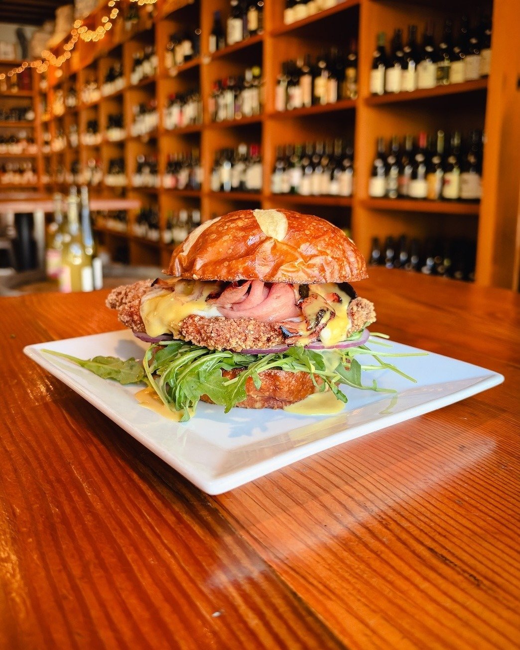 New Special: Pork Schnitzel Sandwich 🥪

Panko-breaded pork schnitzel, provolone, mortadella, red onions, arugula, and honey mustard on a pretzel bun.

Crispy schnitzel and a pretzel bun in the same sandwich. Say less!

Add a pint from our rotating t